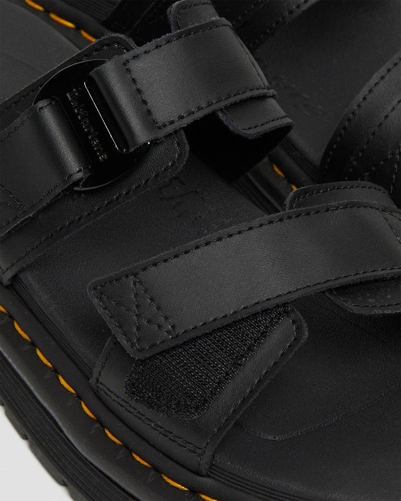 Dr Martens Chilton Men's Lær Slidesandaler Herre Svarte | Norge 172VRW